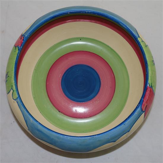 A Clarice Cliff Blue Autumn shallow bowl, diameter 23cm (9in.)